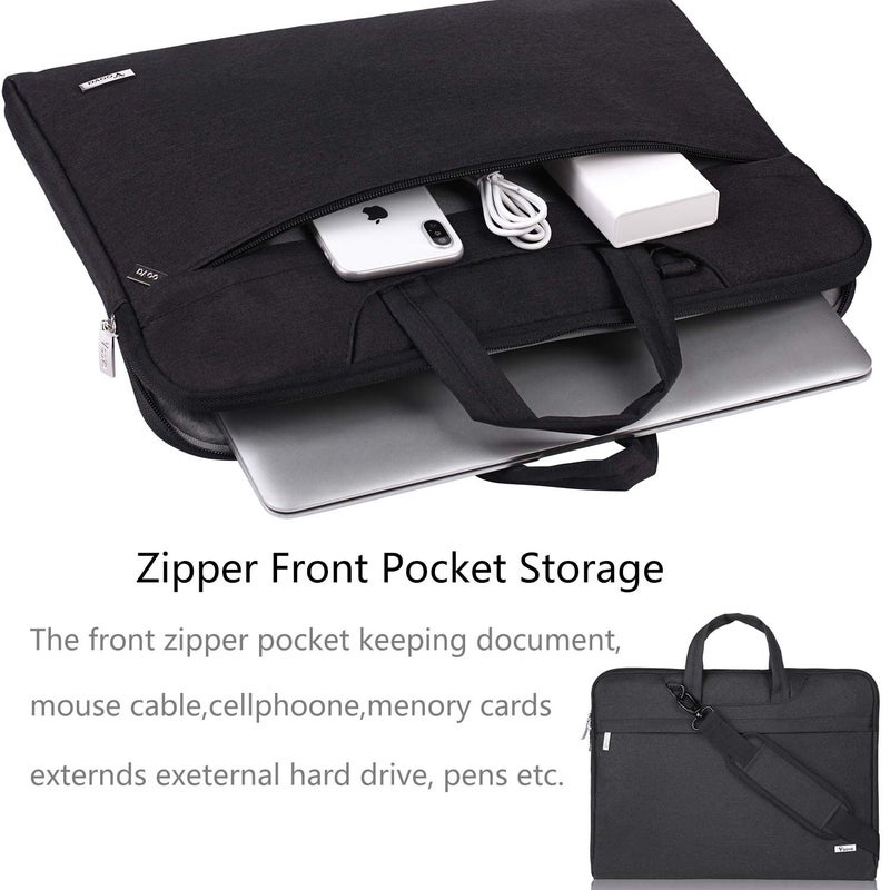 Voova Laptop Bag 17 17.3 Inch Waterproof Laptop Sleeve Case with Shoulder Straps & Handle, Computer Case Cover Slim Briefcase Compatible with 17-18â€ Hp Dell Asus Acer, Black - Image 2